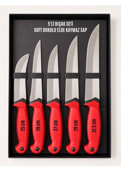 Ergonomik Soft Kaydırmaz Saplı-5 Li Bıçak Seti