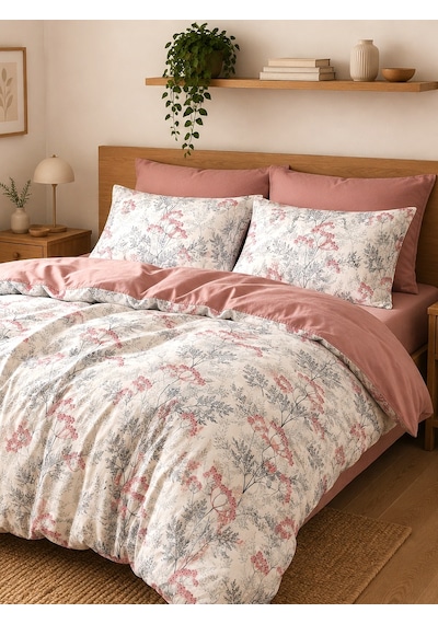 Mystory Home Lastikli Çarşaflı Çift Kişilik Nevresim Takımı Flora Mint