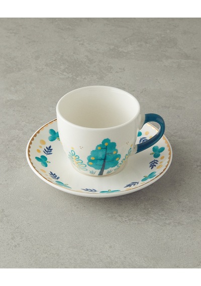 Love Jungle New Bone China Fincan Takımı 4 Parça 2 Kişilik Yeşil Yeşil