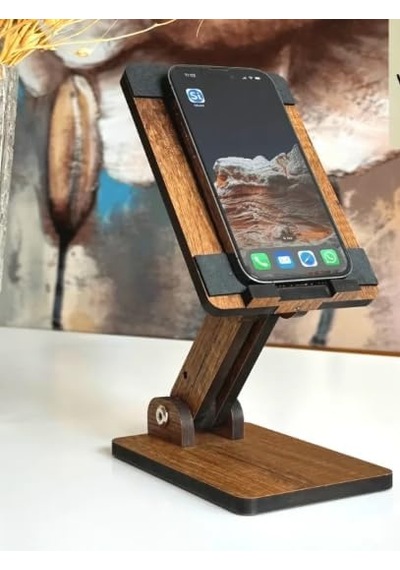 Vıgo Wood Eğim Ve Yükseklik Ayarlanabilir Telefon Standı Ceviz