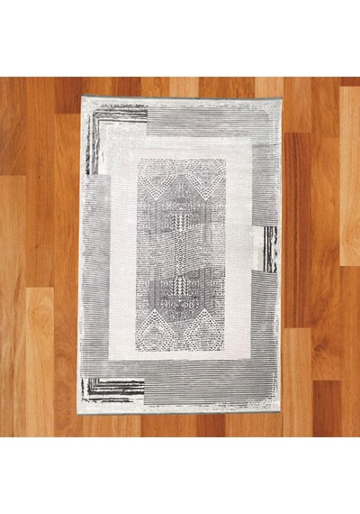 Çerçeve Desenli 200 X 300 Bambu Yün Halı Gri