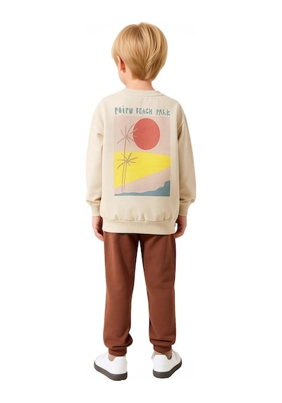 Frm Erkek Çocuk Örme Bisiklet Yaka Sweatshirt Ve Eşofman Altı Takımı Bej