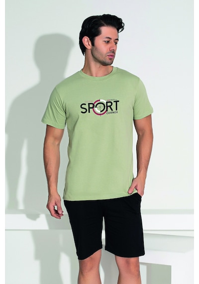 Remsa Erkek Şort Tshirt Pijama Takımı 25253 Haki Haki Yeşil