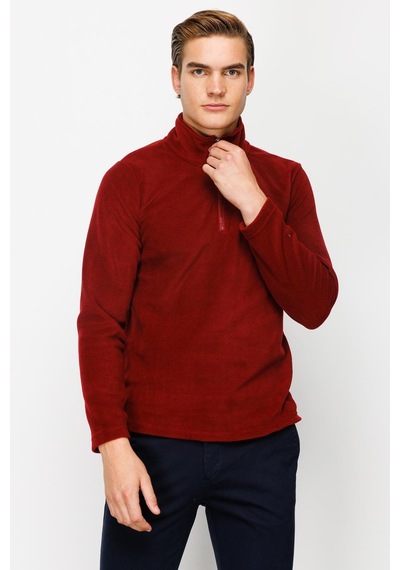İgs Erkek Bordo Standart Yarım Fermuar Polar Bordo