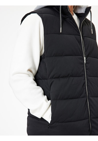 Koton Şişme Yelek Slim Fit Fermuarlı Siyah 5wam20026hw Siyah