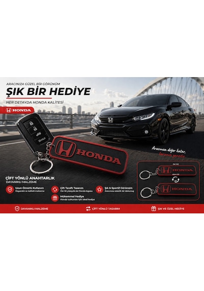 Honda Anahtarlık , Honda Logolu Çift Yönlü Araç Anahtarlık - Honda Araba Anahtarlığı