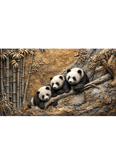 Panda Ailesi Kanvas Tablo