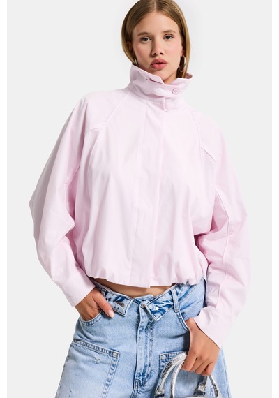 it's basic Kadın Pembe Renk W5 Oversize Özel Organik Kumaş Tasarım Gömlek Ceket