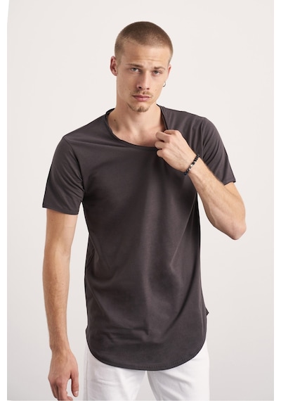 Tarz Cool Pis Yaka T-shirt Antrasit