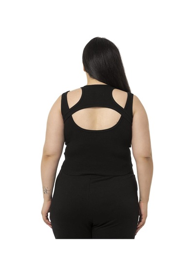Disentis Büyük Beden Göğüs Dekolteli Fitilli Kaşkorse Siyah Body-siyah Siyah