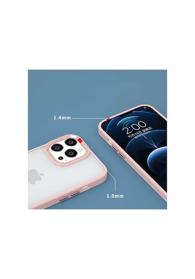 Iphone 14 Uyumlu Kılıf Kenarları Parlak Arkası Şeffaf Hassas Butonlu Renkli Kapak Colr16419-lavendery Gray