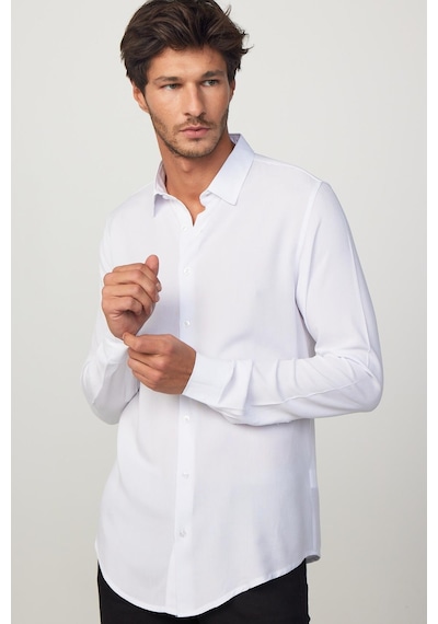 Tudors Slim Fit Dar Kesim Uzun Kol Dökümlü Viskon Şık Erkek Beyaz Gömlek-26909-beyaz Beyaz Tudors Slim Fit Dar Kesim Uzun Kol Dökümlü Viskon Şık Erkek Beyaz Gömlek-26909-beyaz Beyaz