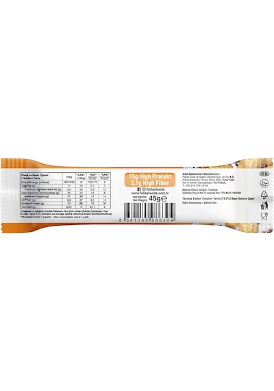 Fellas Yer Fıstığı ve Kakaolu Yüksek Protein Bar 45 Gr x 12 Adet