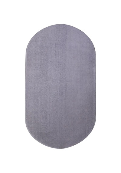 Açık Gri Fluffy Oval Post Peluş Halı Antibakteriyel Kaymaz Taban