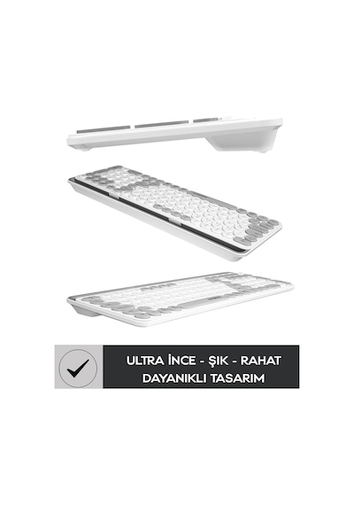 EKW-28 2.4G+Bluetooth BT1+BT2 Çoklu Cihaz Bağlantılı Ulta İnce Q (Mac-Wın-Ios-Android) Kablosuz Klavye