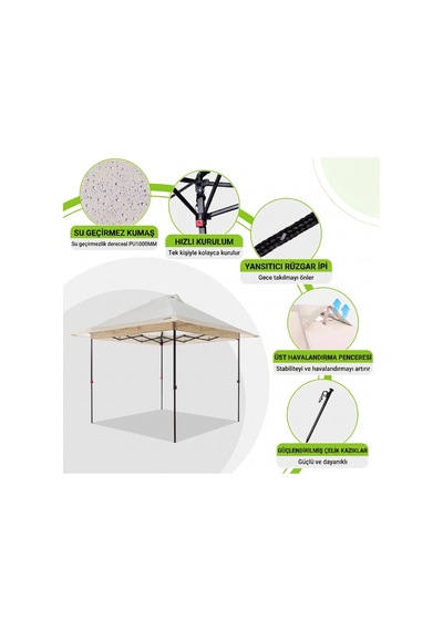 Fundango Sunhaven 300 Premium 3x3 M Otomatik Gazebo & Gölgelik White Beyaz