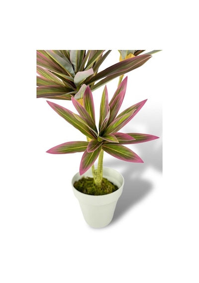Yapay Çiçek Pembe Yukka Ağacı 60cm 3dal Salon Çiçeği Beyaz Saksılı Yapay Bitki