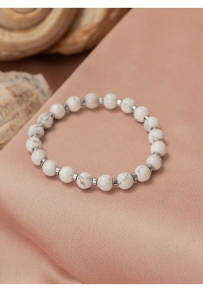Bbaccessorıes Trend Doğaltaş Bileklik Beyaz - Gri