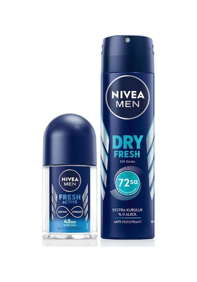Men Erkek Sprey Deodorant Dry Fresh 150ml Ve Mini Roll-on Fresh Active 25ml Set, Ter Karşıtı Koruma