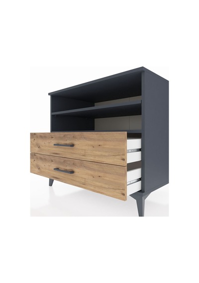 Kronos Şifonyer 2 Raflı 2 Çekmeceli 88x59x80 Antrasit-çam Antrasit
