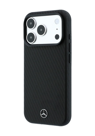 Apple Uyumlu iPhone 18 Pro Kılıf Mercedes Benz Lisanslı M-safe Uyumlu 3d Metal Logolu Wrap Wood Deri Kapak Siyah
