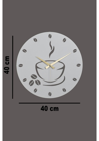 Coffe Model Metal Lazer Kesim Akar Sessiz Mekanizmalı Duvar Saati 40 40 Cm -m009 Beyaz