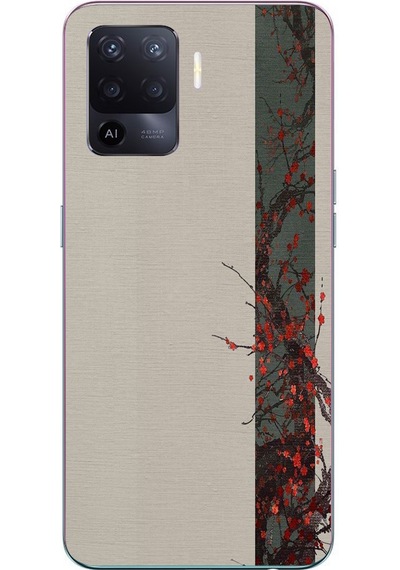 Oppo Reno 5 Lite Uyumlu Sade Sonbahar Sarmaşık Baskılı Silikon Kılıf Renkli