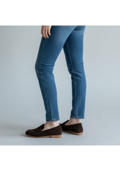 Ne&ve Shoes Kahve Süet Hakiki Deri Kadın Loafer Ayakkabı Kahverengi