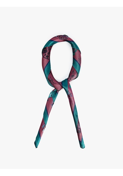 Koton Saten Kumaş Çiçekli Kare Fular Bandana Lila 7wak50080aa