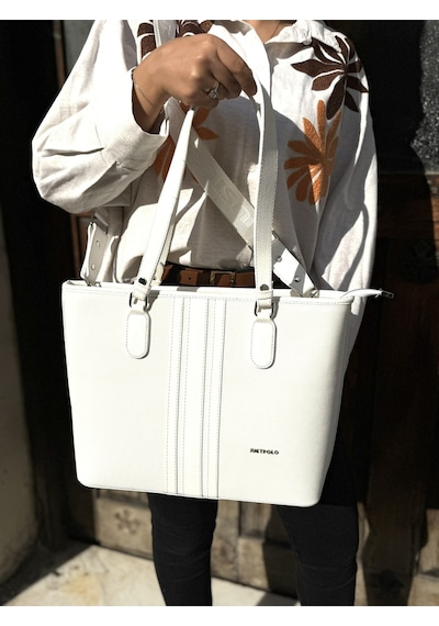 Just Polo Kadın Yeni Sezon Büyük Boy 3 Bölmeli Lüks El Ve Omuz Çantası Shoulder Bag Beyaz 66159387