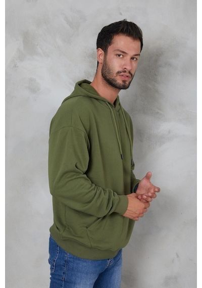 Twenty3 Erkek Oversize Kapüşonlu Kanguru Cepli Ribanalı Uzun Ko (556536066)