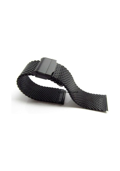24Mm Saat Kordonu Çelik Hasır Siyah 1.Kalite Örgü Kordon Black 2