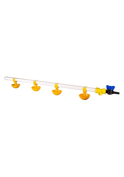 TavPet Civcivler İçin Nipel Suluk Sistemi 80 cm 4 Nipelli Küçük Yaylı Çanaklı