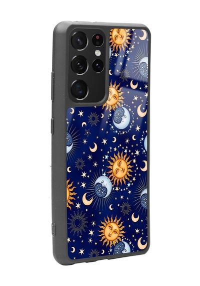 Samsung Uyumlu S-21 Ultra Ay Güneş Pijama Tasarımlı Glossy Telefon Kılıfı Çok Renkli