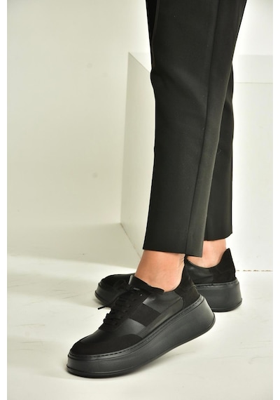 Fox Shoes V274949109 Siyah Kalın Tabanlı Spor Ayakkabı Sneakers Siyah