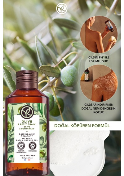 Yves Rocher Duş Jeli - Nemlendirici Ferahlatıcı Zeytin Turunç -sls,sles İçermez,vegan-200ml Diğer