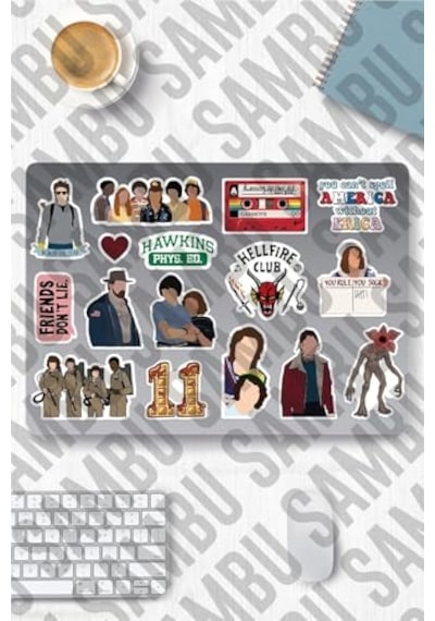 Stranger Things Temalı Sticker Etiket Seti 2 - Laptop Notebook Telefon Abanoz