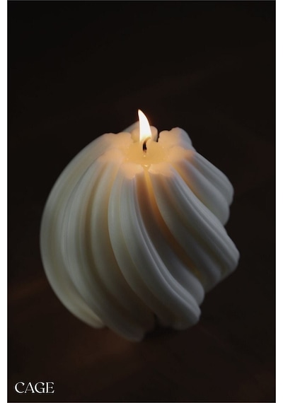 Dekoratif Büyük Spiral Kokulu Mum - Cage Candle Soya Wax 11x11 Cm Beyaz
