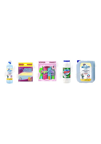 Bingo Oksijen 750 Ml + Parex Bez 5'li + Temzilik Bezi 4'lü + Ovma + Çamaşır Suyu 4 Lt 5'li Set Diğer