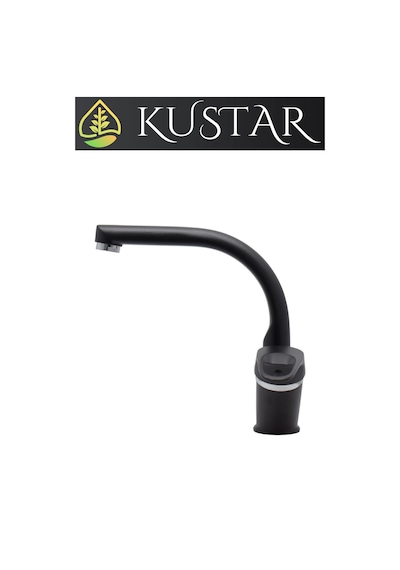 Kustar Tyal Kısa Mix Aç Kapa Banyo Lavabo Bataryası Siyah
