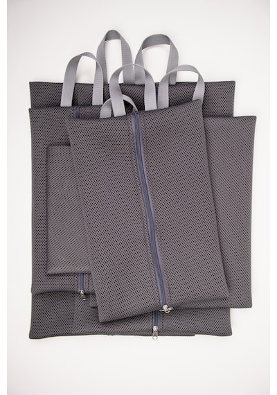 Fabric Craft Bag Valiz Organizer 6 Parça Düzenleyici Çanta Seti Gri Air Mesh File Kumaş Fermuarlı Çok Amaçlı