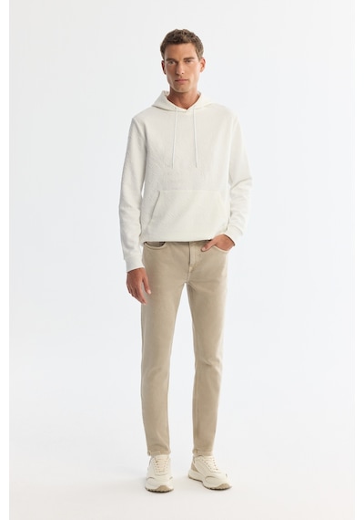 Avva Erkek Ekru Kapüşonlu Baskılı Elastan Regular Fit Sweatshirt A42y1332
