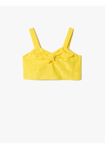 Koton Crop Üst Askılı Önü Büzgülü Sarı 2skg60140aw Sarı