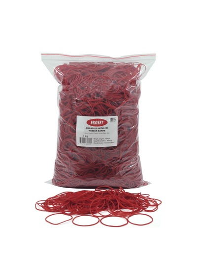 Ekoset Kauçuk Paket Ambalaj Para Lastiği 70Mm Kırmızı 1Kg