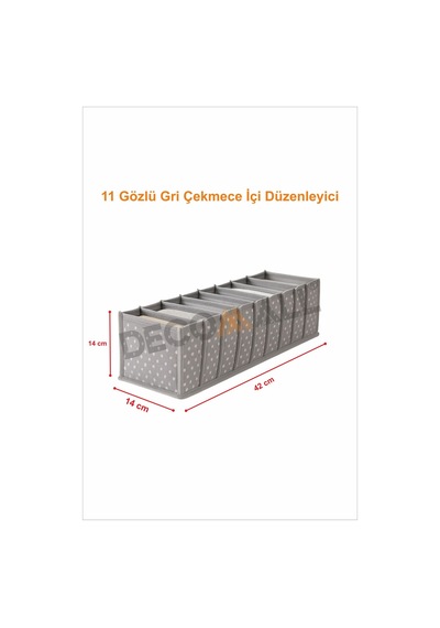4 Adet 11 Gözlü Gri Benekli Çekmece Içi Düzenleyici Organizer Çok Amaçlı 42 X 14 X 14 Cm M Beden Kum Diğer