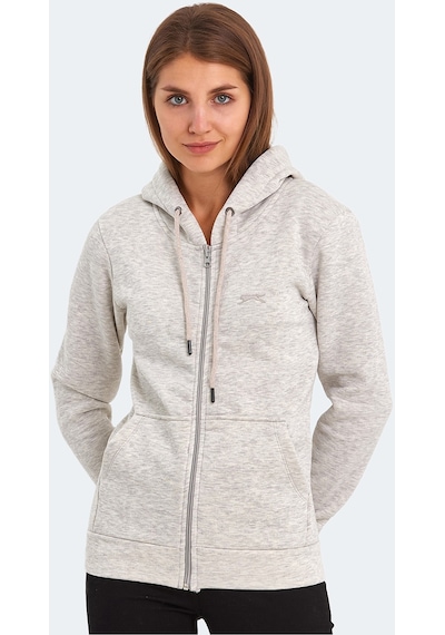 Slazenger KATYA Kadın Fermuarlı Kapüşonlu Cepli Gri Sweatshirt