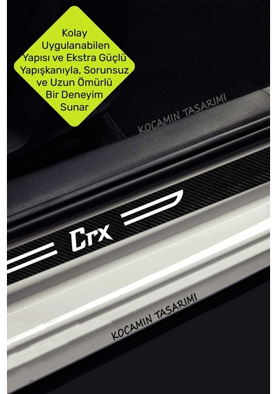 Crx Yazılı Dekoratif Karbon Kapı Koruma Honda Crx İçin Siyah Beyaz Yazılı 4 Parça Kaplama Honda Crx