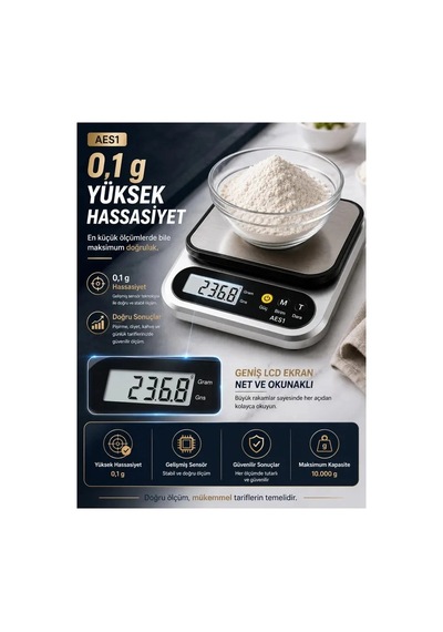 Dijital Mutfak Ve Kahve Tartısı Hassas Gram Terazisi Paslanmaz Çelik Lcd Ekran Çoklu Ölçüm G/oz 10 K Diğer