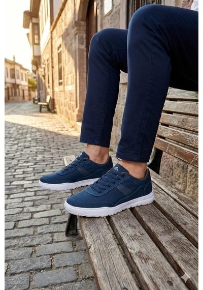 Fort 0226 Dks Keten Rahat Hafif Sneaker Erkek Ayakkabı Mavi