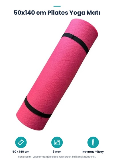 50x140 Cm Pilates Yoga Matı 6 Mm Çok Renkli